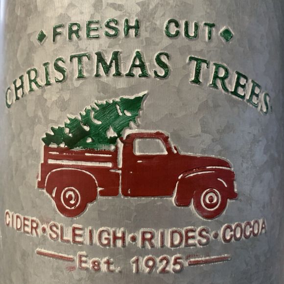 Metal Galvanized Jug Container Holiday Christmas Trees Truck Farmhouse Rustic LG - Picture 4 of 4